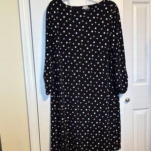Chico's Black and White Polka Dot Long Sleeve Dress